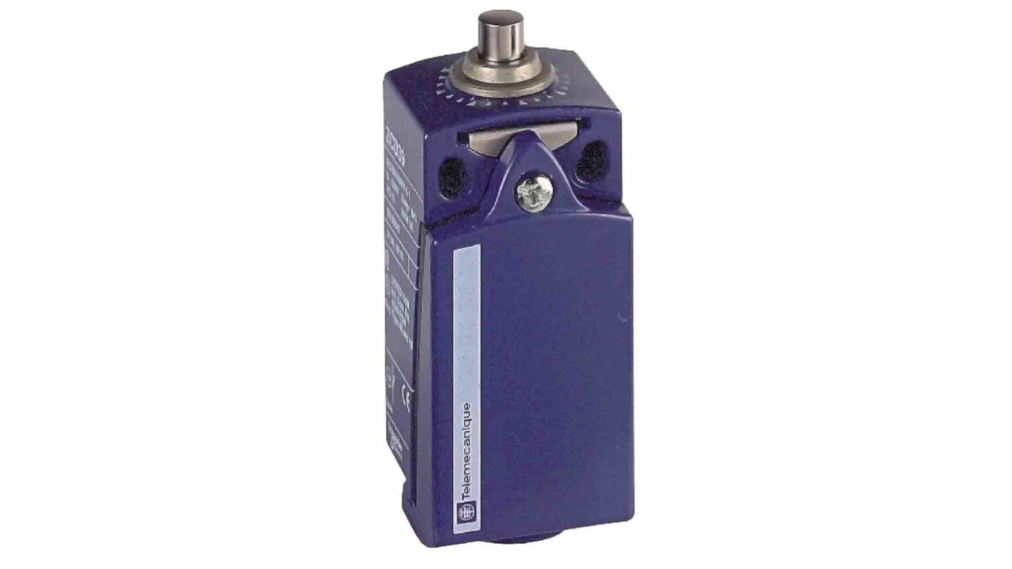Interruttore di fine corsa Telemecanique Sensors XCKD2110G11, stantuffo metallico, 1NC/1NA, IP66/IP67, 10A, 240V AC. Dimensioni 31x30x65 mm.