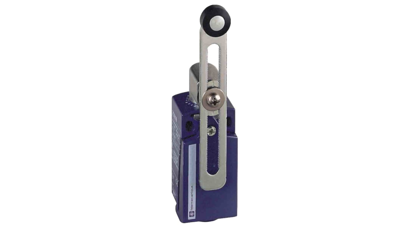 Interruttore di fine corsa a leva a rullo Telemecanique Sensors XCKD2145G11, 1NC/1NA, IP66/IP67, dimensioni 31mm x 30mm x 65mm.