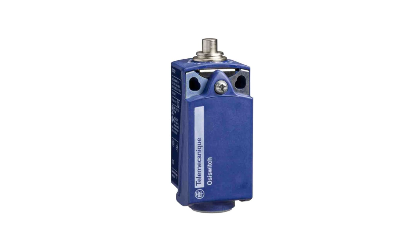 Interruttore di fine corsa Telemecanique Sensors XCKP2510P16, stantuffo metallico, 1NC/1NA, IP66/IP67, dimensioni 31x30x65 mm.