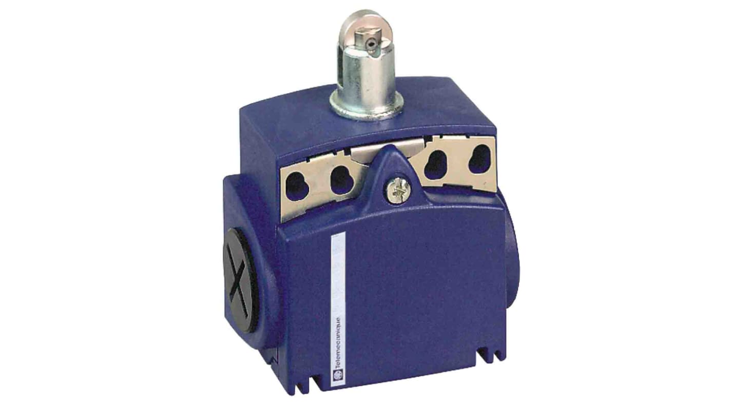 Interruttore di fine corsa Telemecanique Sensors XCKT2102G11, tasto a rotella, IP66, 10A, 240V AC, dimensioni 58x38x51mm.