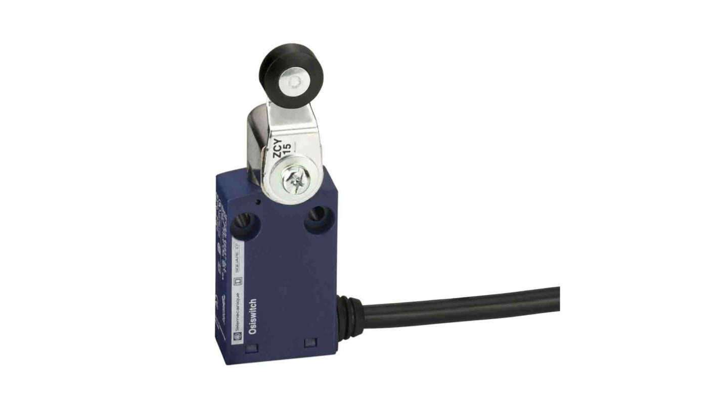 Interruttore di fine corsa a leva a rullo Telemecanique Sensors XCMN2115L2, 1NC/1NA, IP65, dimensioni 30mm x 32.4mm x 94mm.