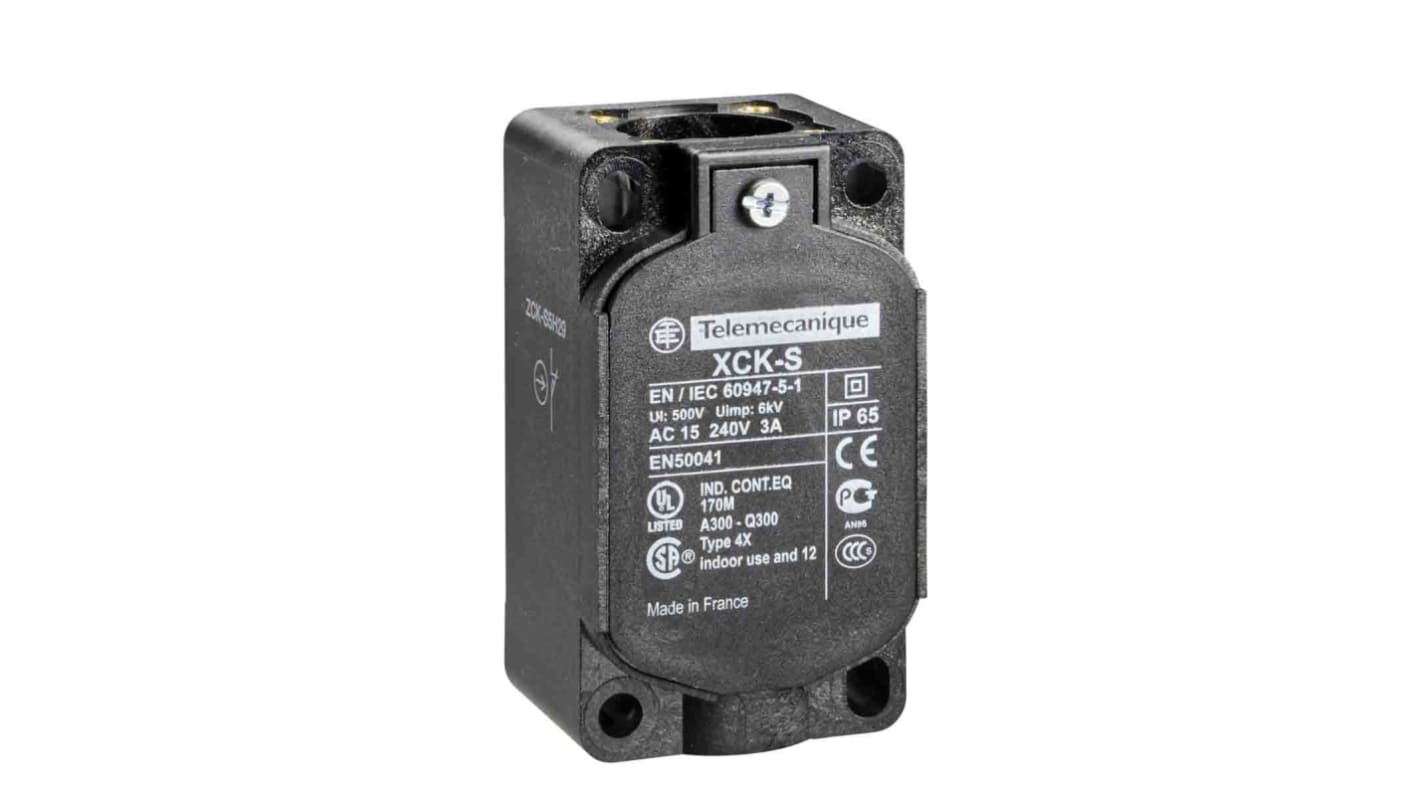 Interruttore di fine corsa Telemecanique Sensors ZCKS2H29, attivazione a scatto, grado di protezione IP65, dimensioni 40mm x 36mm x 73mm.
