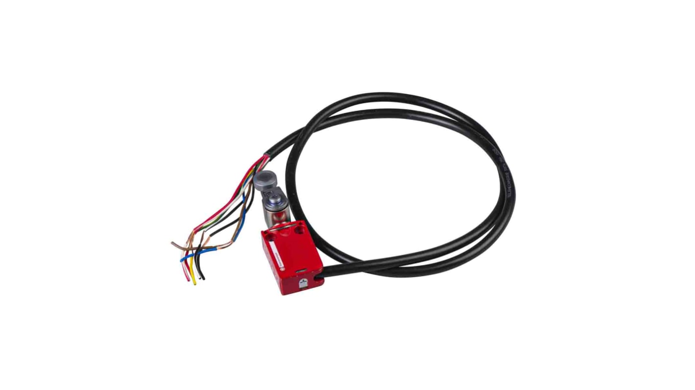 Interruttore di interblocco Leva Telemecanique Sensors XCSM4116L5, 2NA e 2NC, protezione IP66/IP68, cavo 5 m, dimensioni 30x34x94 mm.