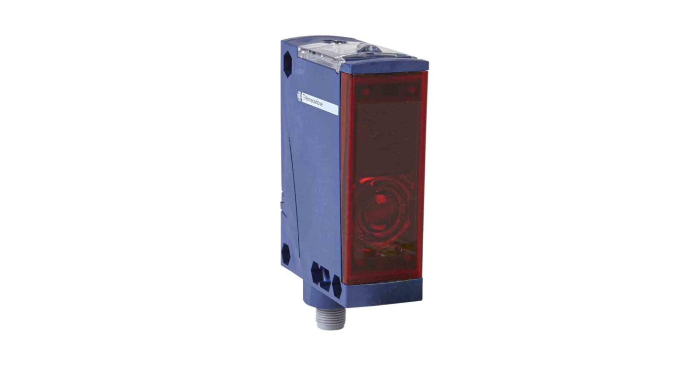 Sensore fotoelettrico compatto Telemecanique Sensors XUX8ARCTT16, rilevamento a soppressione di sfondo, IP67, 24-240 VAC/DC.