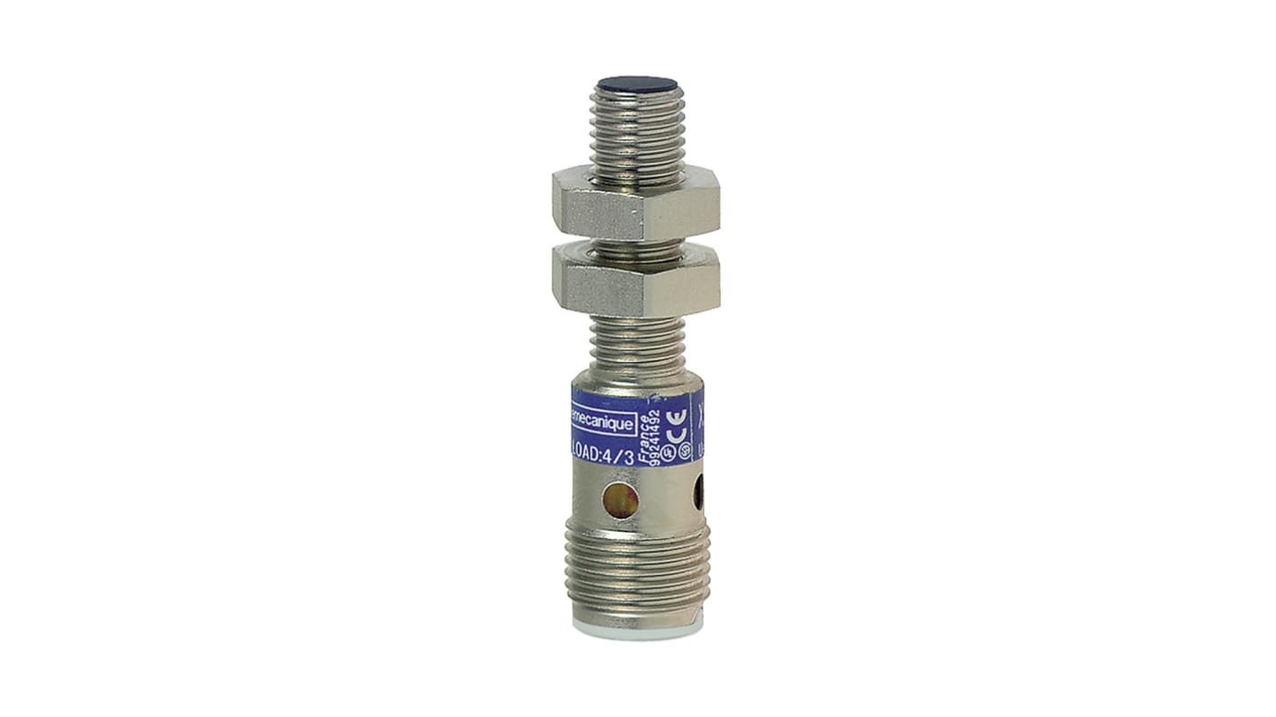 Sensore induttivo Telemecanique XS608B1DAM12 M8 2,5mm 12-48V c.c. per applicazioni industriali. Cilindrico, IP67, CE, CSA, UL.