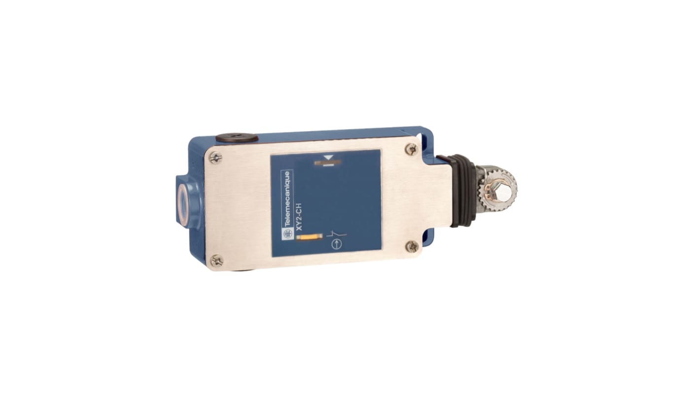 Interruttore a fune Telemecanique Sensors XY2CH, configurazione NO/NC, cavo 15m, protezione IP66, acciaio inox, dimensioni 201 x 40 x 68mm.
