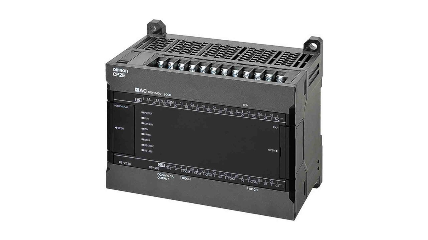 Omron CP2E-S30DT-D, micro PLC con 30 I/O, montaggio a pannello, dimensioni 80 x 130 x 110 mm, alimentazione 24 V c.c.