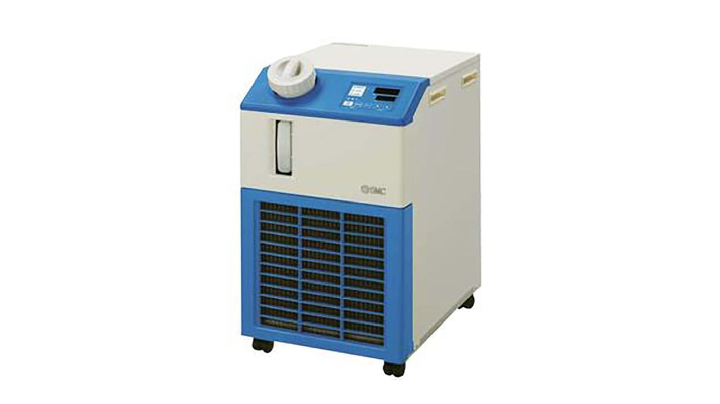 SMC HRS050-AF-20, termo-refrigeratore per applicazioni industriali, portata 42 L/min, dimensioni 377 x 592 x 976 mm.