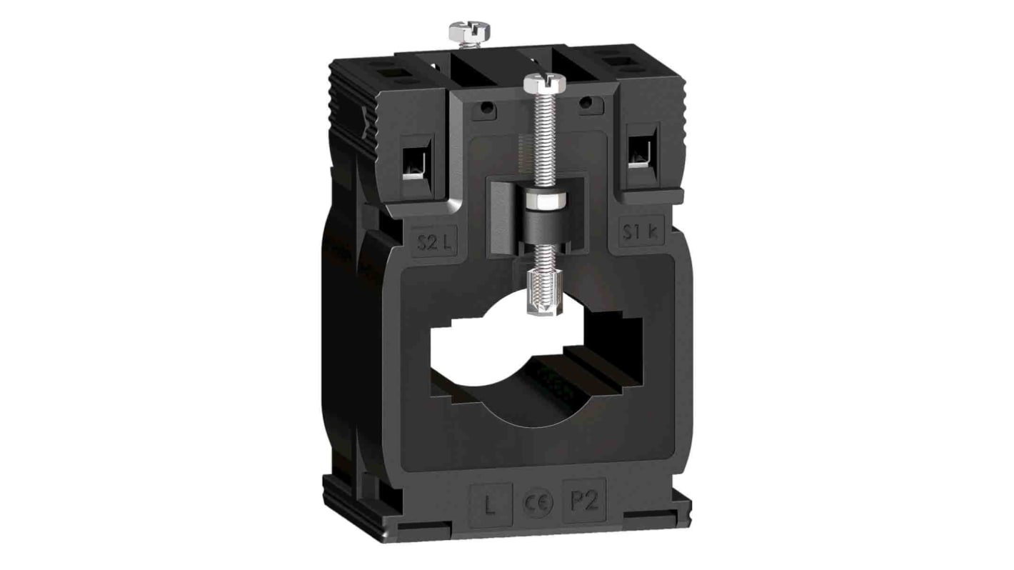 Trasformatore di corrente Schneider Electric METSECT5MB025, montaggio su guida DIN, rapporto 250:5, protezione IP20.
