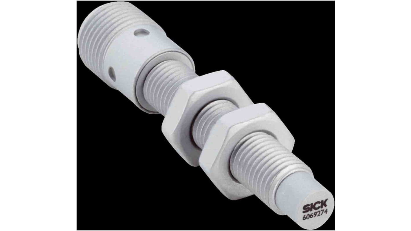 Sensore di prossimità cilindrico Sick IMR08-06NPSTC0S, PNP M8, rilevamento 6 mm, IP68, connettore M12, lunghezza 57 mm.