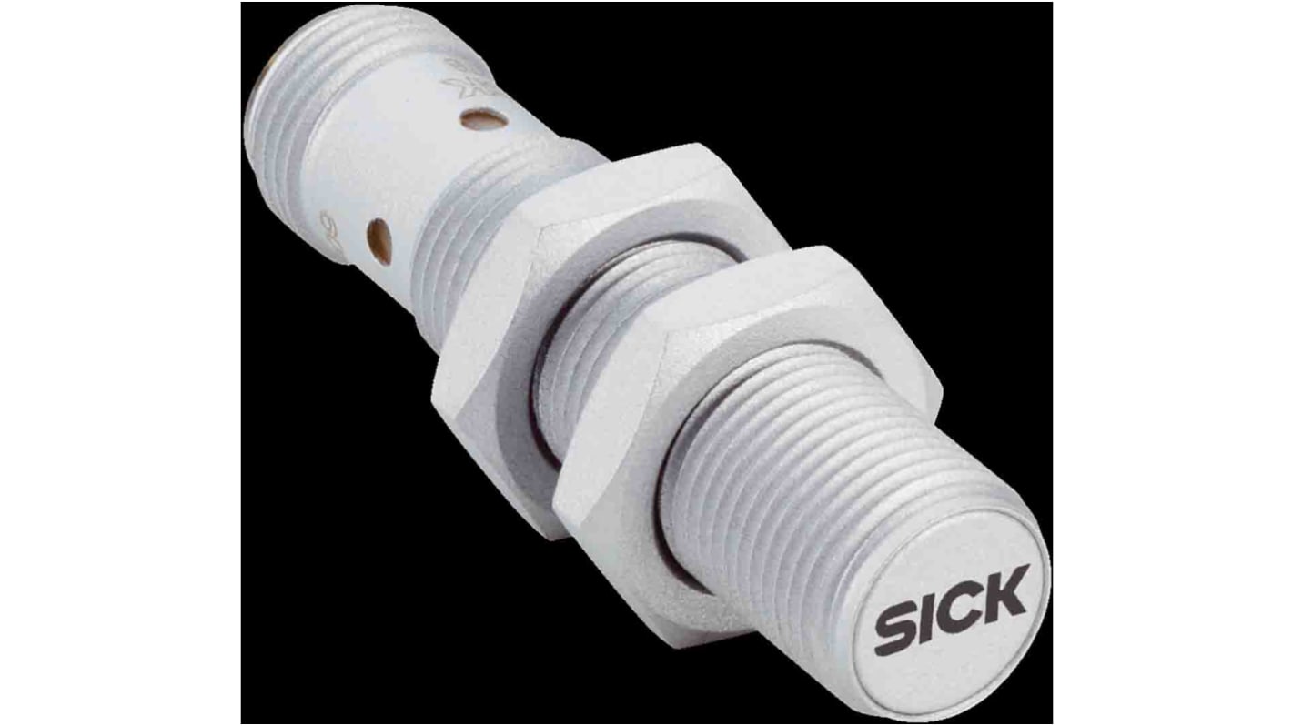 Sensore di prossimità cilindrico Sick IMR12-04BPSTC0S PNP M12, 4 mm di rilevamento, IP68, montaggio a filo, lunghezza 52 mm.