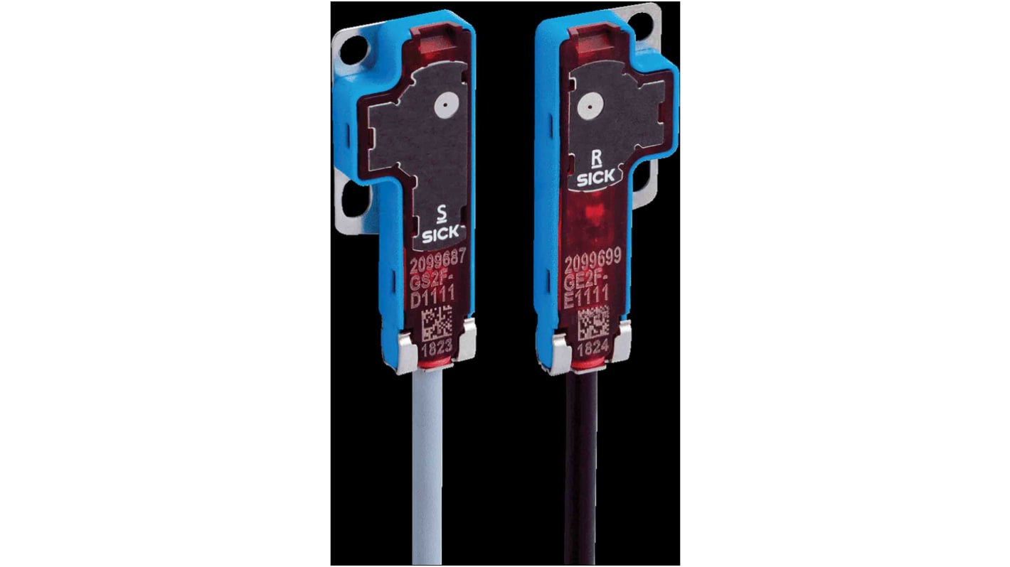 Sensore fotoelettrico rettangolare Sick GSE2F-F5111, rilevamento 60 mm, uscita PNP, frequenza 800 Hz, luce rossa 660 nm, connettore M8.