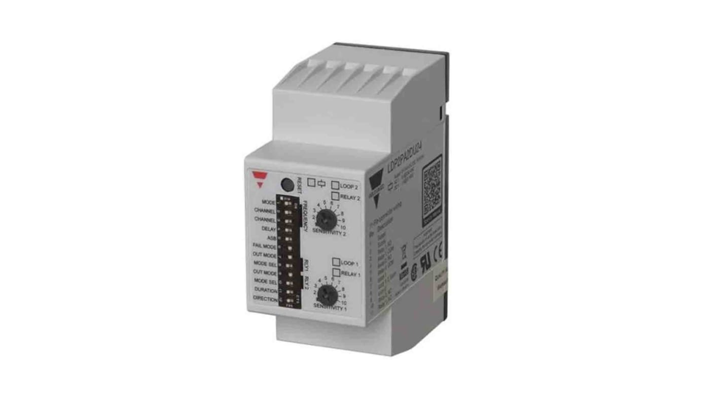 Rilevatore di loop a parallelepipedo Carlo Gavazzi LDP2PA2DU24, 240 V, due anelli, IP30, dimensioni 81 mm, per applicazioni di parcheggio.