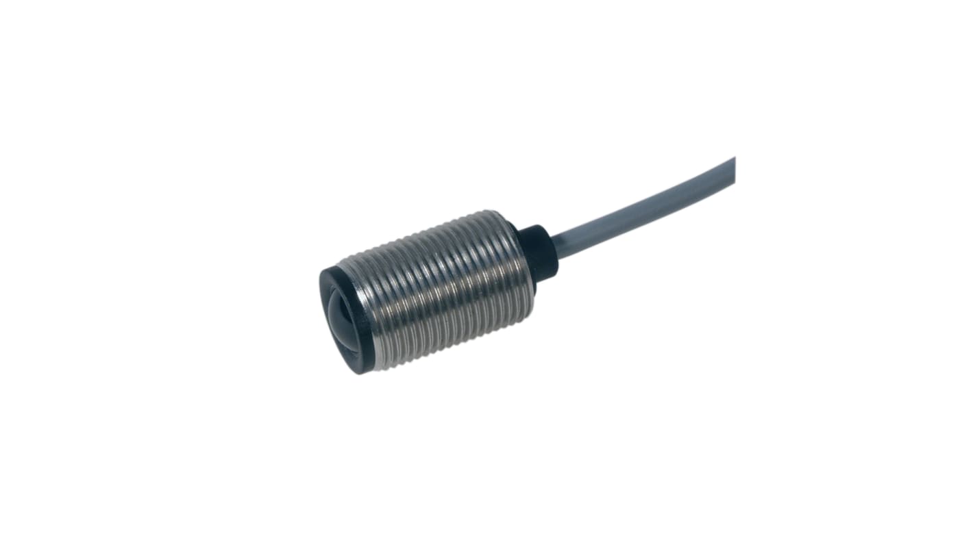 Carlo Gavazzi MPFT15-M14-4, sensore fotoelettrico cilindrico a fascio diretto, rilevamento fino a 15 m, uscita relè, contenitore M14.