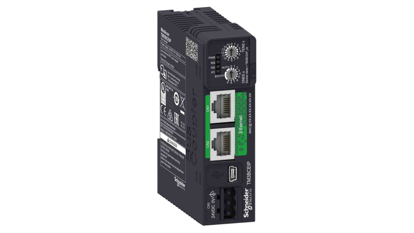 Modulo I/O digitale Schneider Electric TM3BCEIP per PLC Modicon TM3, 2 ingressi e 2 uscite, alimentazione 24 V c.c., IP20.