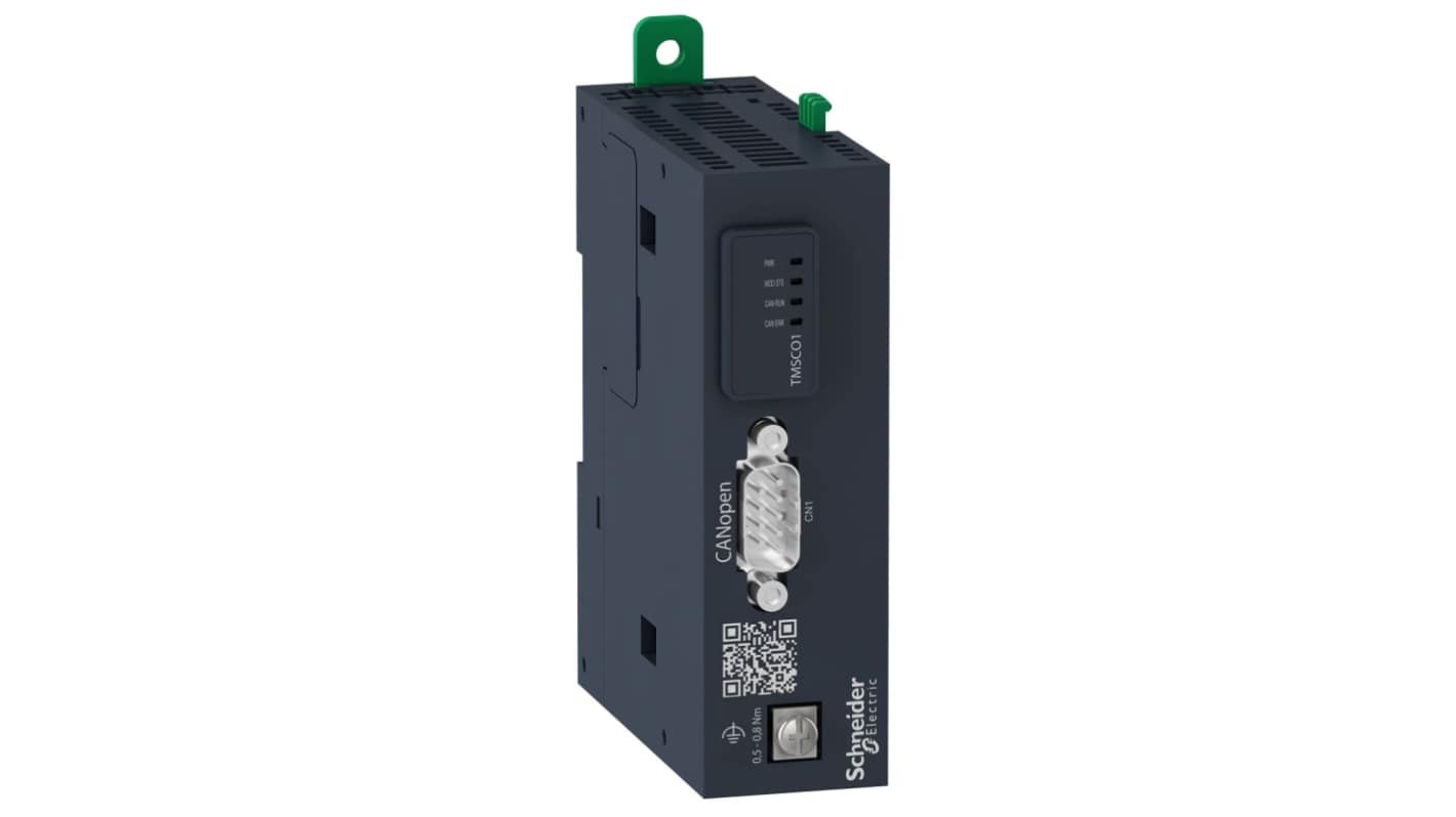 Modulo di espansione Schneider Electric TMSCO1 per Modicon M262, supporta 63 nodi slave, IP20, dimensioni 100 x 30 x 75 mm.