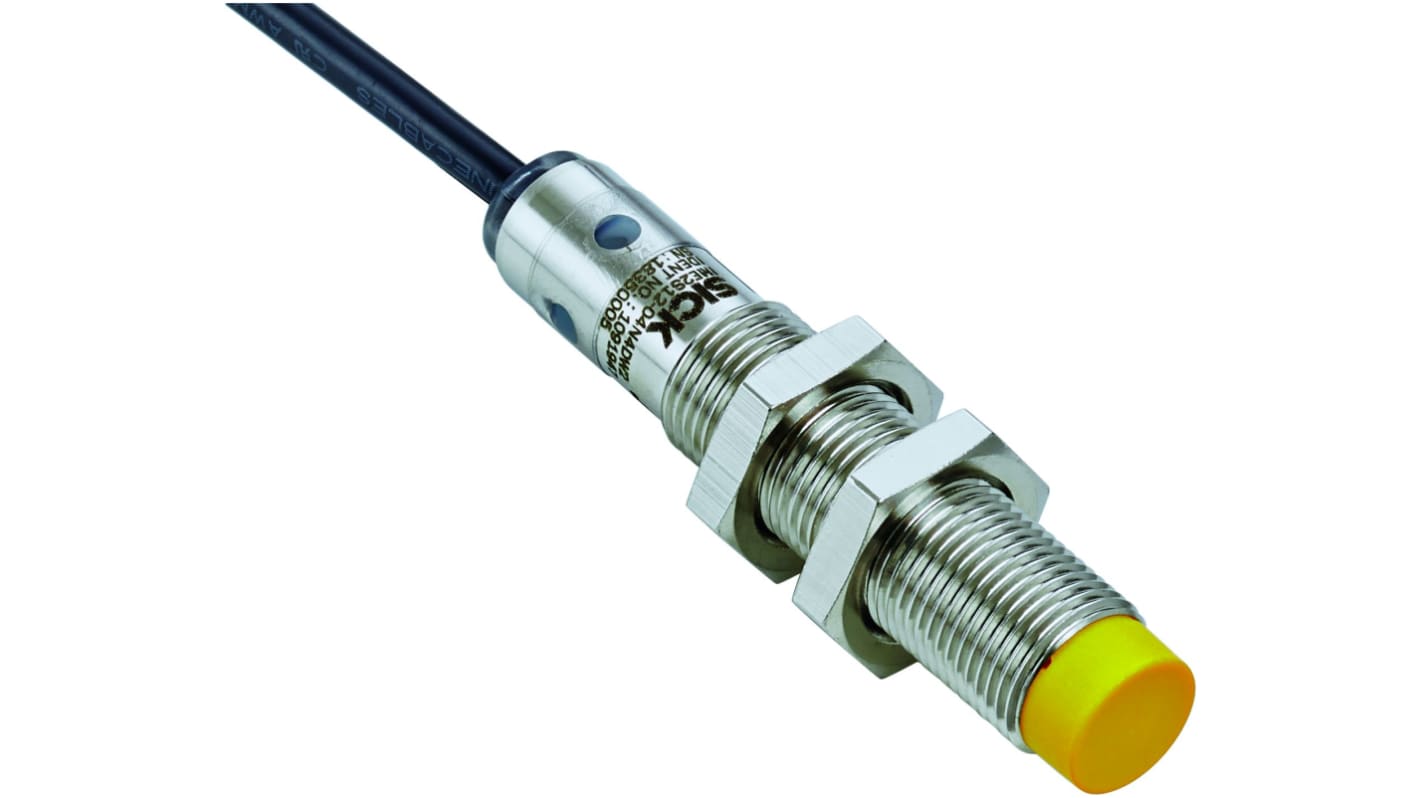 Interruttore di sicurezza senza contatto Sick IME2S12-04N4DW2, 24V cc, 2NO, IP67, dimensioni 12mm x 63mm, attuatore magnetico.