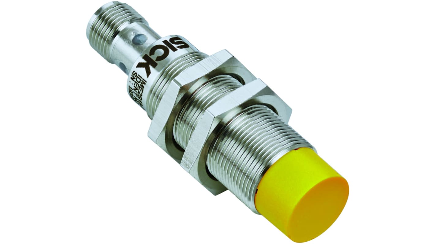 Interruttore di sicurezza senza contatto Sick IME2S18-08N4DC0, 24V cc, contatti 2NO, protezione IP67, dimensioni 18x69 mm.