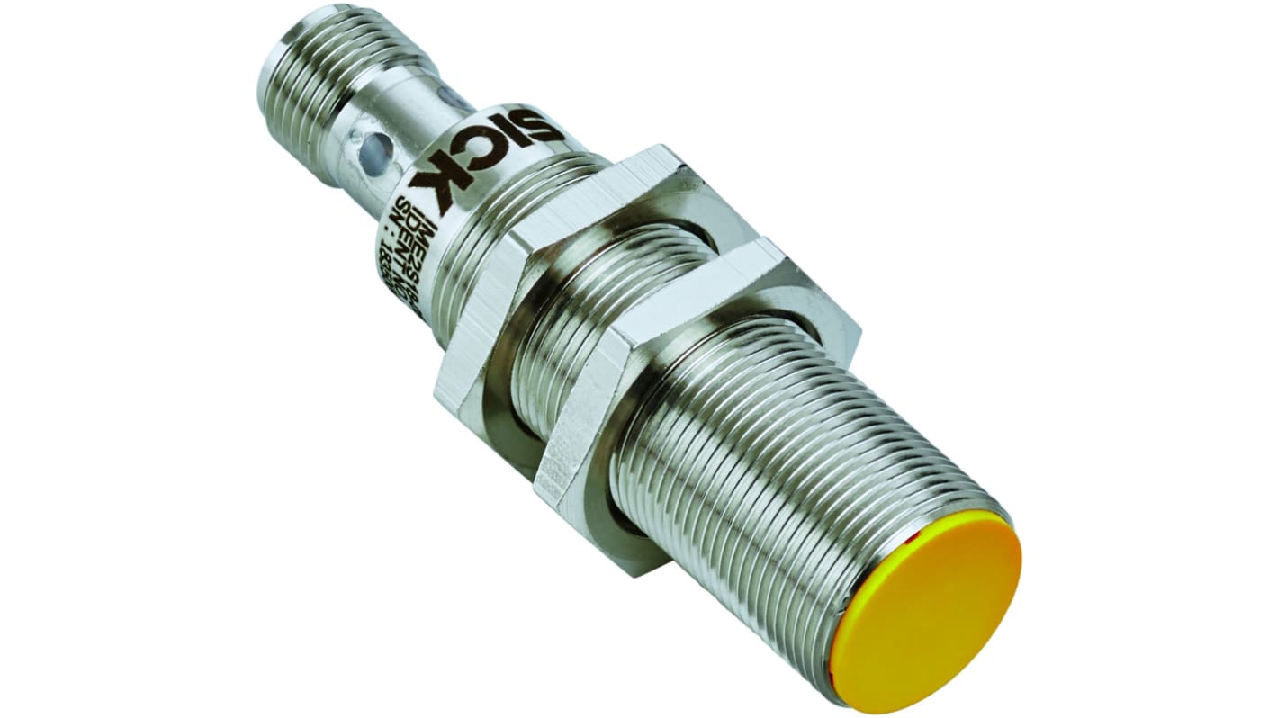 Interruttore di sicurezza senza contatto Sick IME2S18-08B4DC0, 24V cc, contatti 2NO, protezione IP67, dimensioni 69x18 mm.