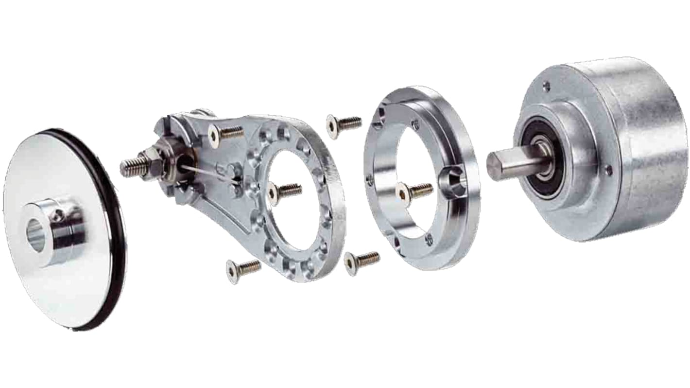 Ruota di misurazione Sick BEF-MRS-10-U, flangia 58/60mm, albero 10mm, circonferenza 200mm, gomma NBR70, montaggio modulare.