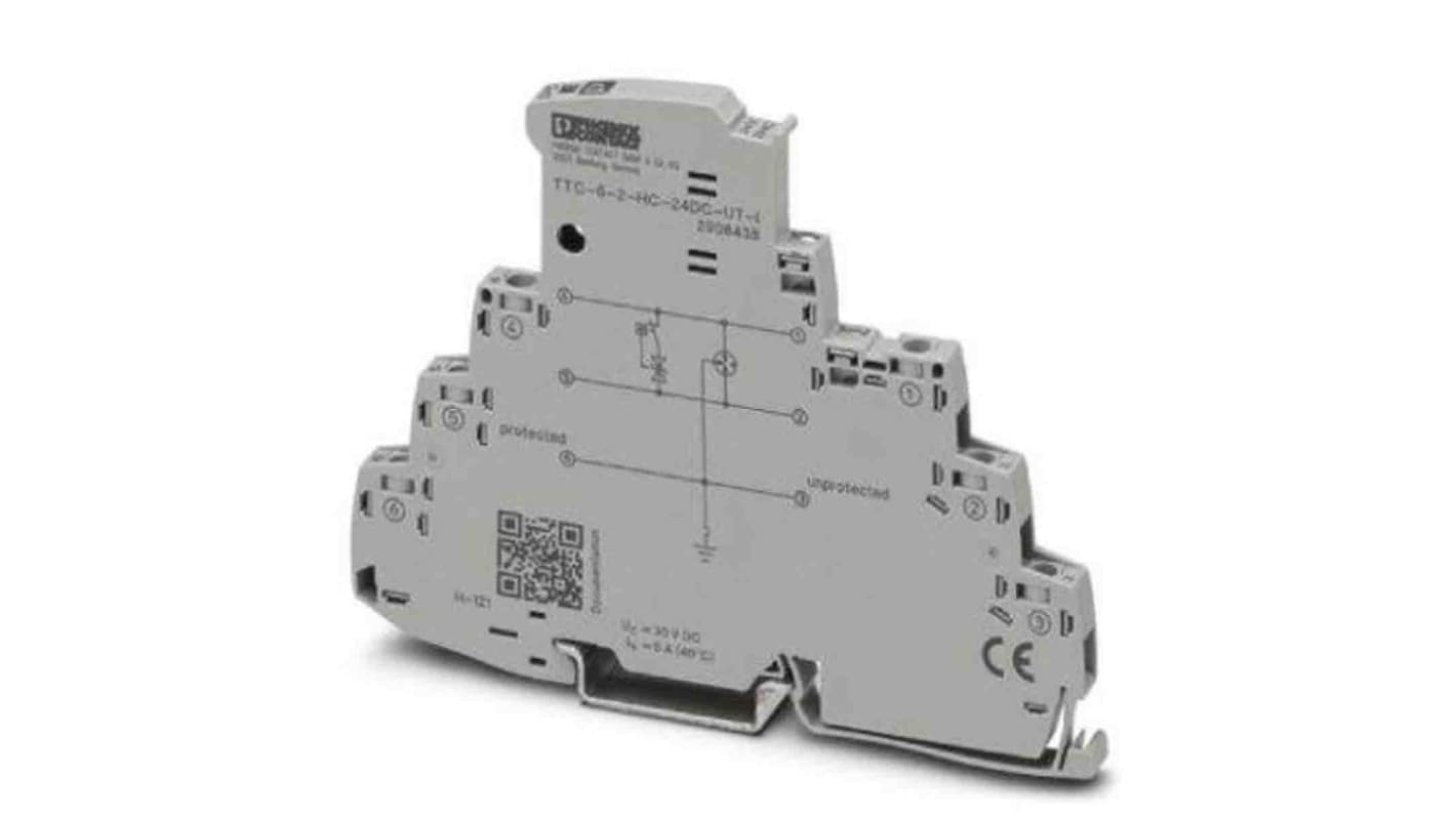 Phoenix Contact, protezione da sovracorrente per guida DIN, 2 fasi, corrente massima 5kA, grado di protezione IP20, colore grigio.