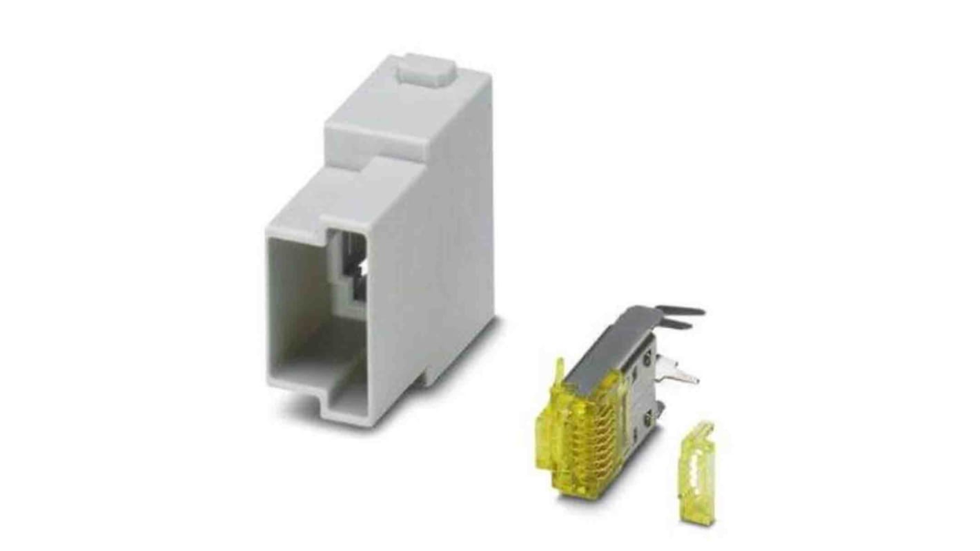 Inserto contatti maschio serie HC 1A 1x RJ45 50V -60°C/85°C V0 UL 94 per trasmissione dati. Adatto a temperature estreme e resistente alla fiamma.