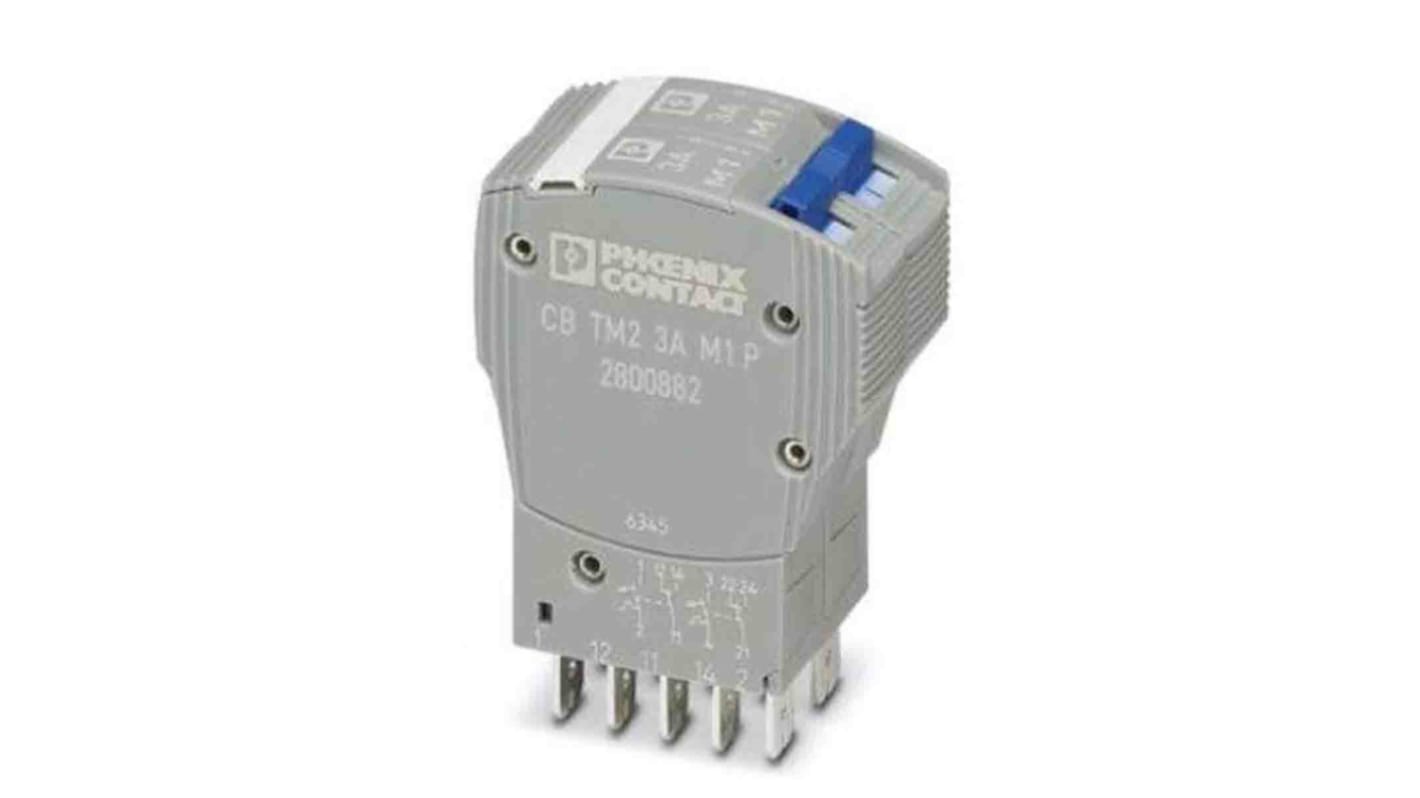 Interruttore termico 2 poli Phoenix Contact, 3A, 80V cc, larghezza 24.6mm, grado di protezione IP30, serie CB TM2.