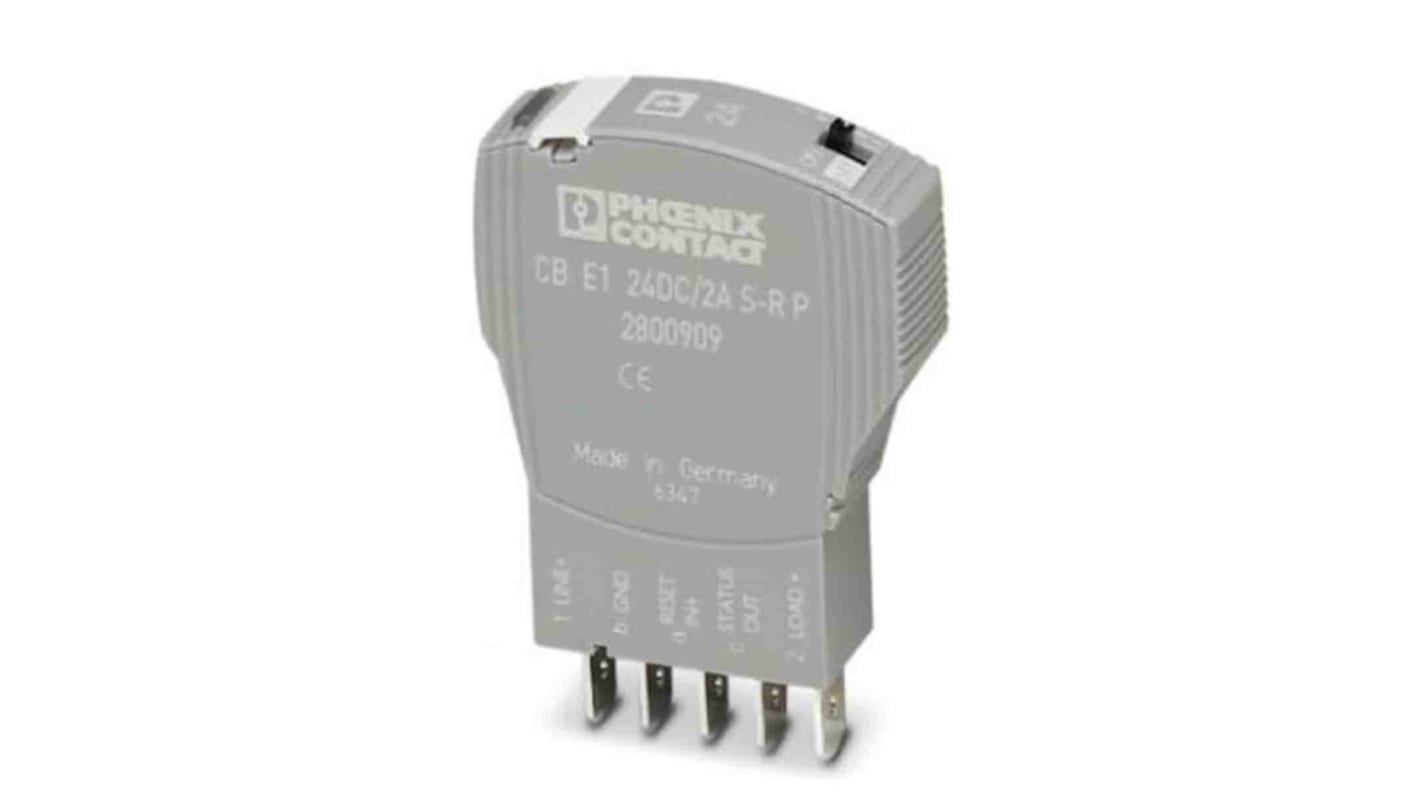 Interruttore di sicurezza elettronico Phoenix Contact, design compatto, corrente nominale 2 A, grado di protezione IP30.