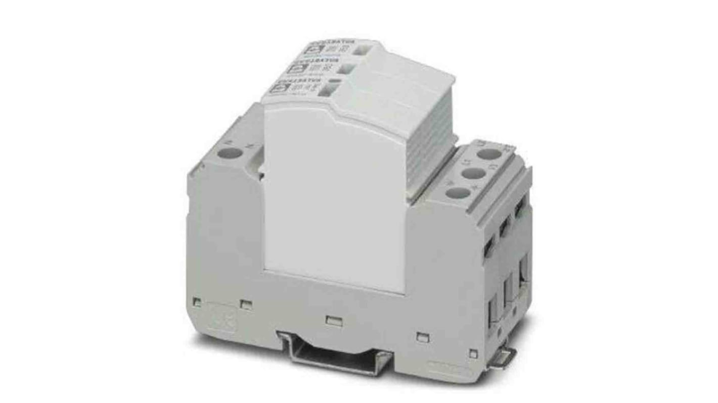 Phoenix Contact 2905338, limitatore di sovratensione tipo 2, montaggio su guida DIN, max 40kA, temperatura operativa -40 a 80 °C.