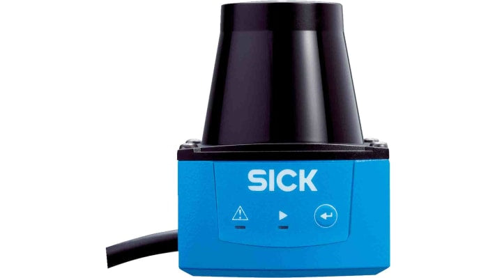 Scanner laser di sicurezza Sick TIM310-1130000, sensore 2D LiDAR con angolo di apertura 270°, classe di protezione IP65.