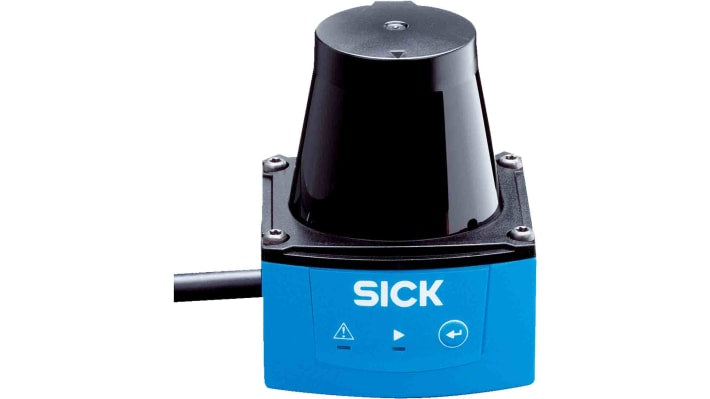 Scanner laser di sicurezza Sick TIM310-1130000, sensore 2D LiDAR con angolo di apertura 270°, classe di protezione IP65.