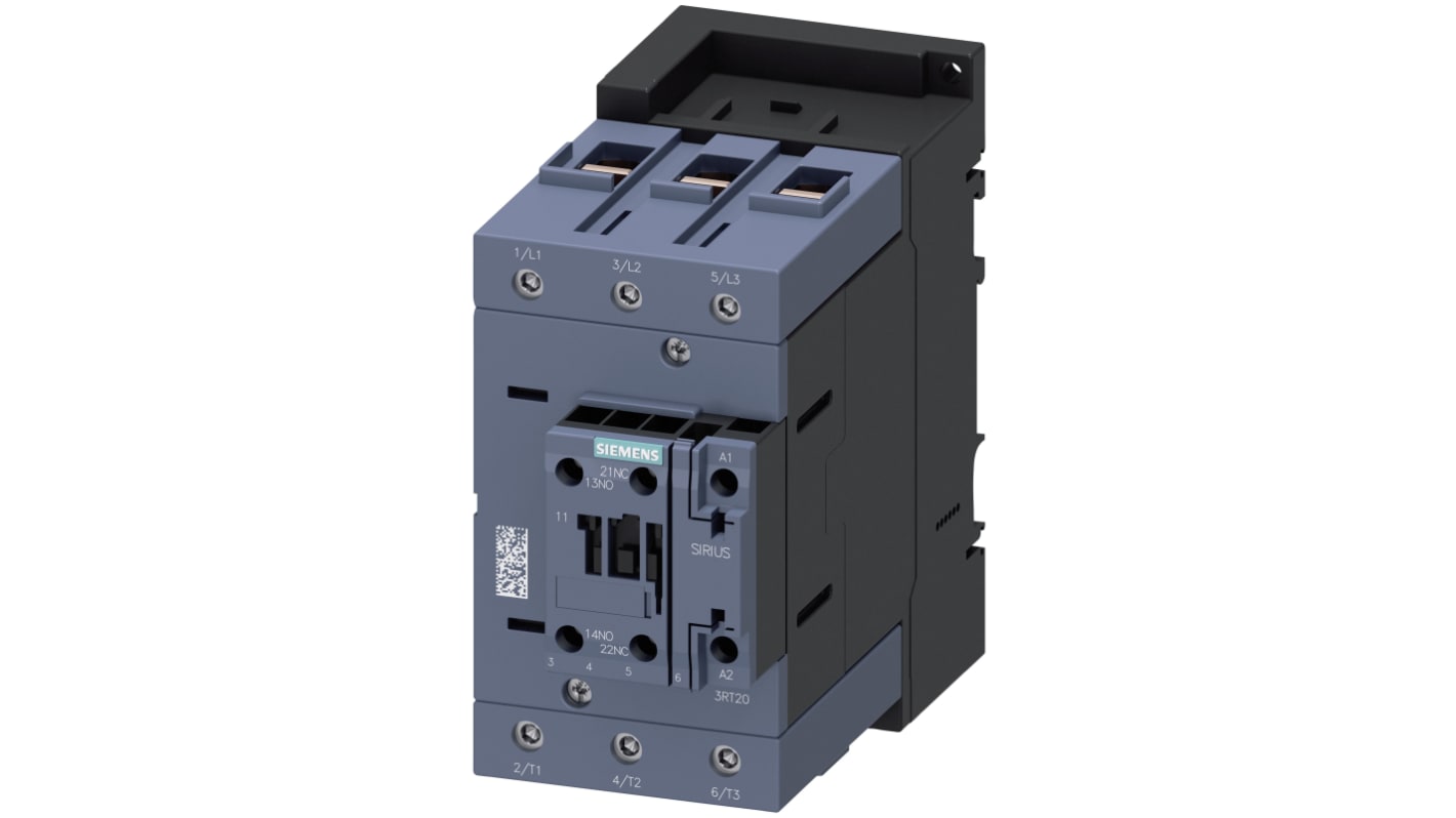 Contattore Siemens 3RT2046-1AP00, 3 poli, 1 NO + 1 NC, 95 A, bobina 230 V, classe IP20, serie SIRIUS.
