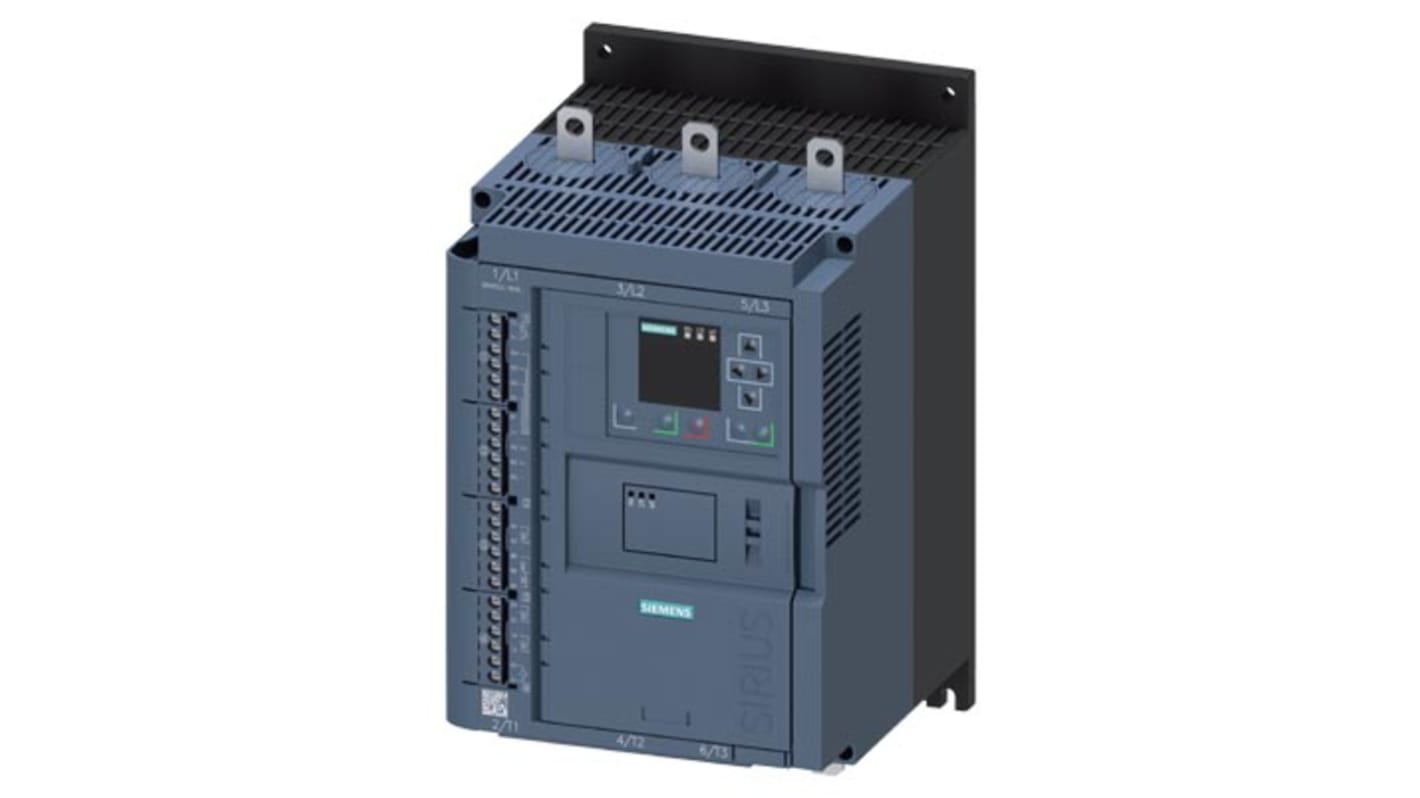 Avviatore soft-start Siemens 3RW5534-6HA04, 3 fasi, 30 kW, 480 V, corrente 113 A, classe di protezione IP00.