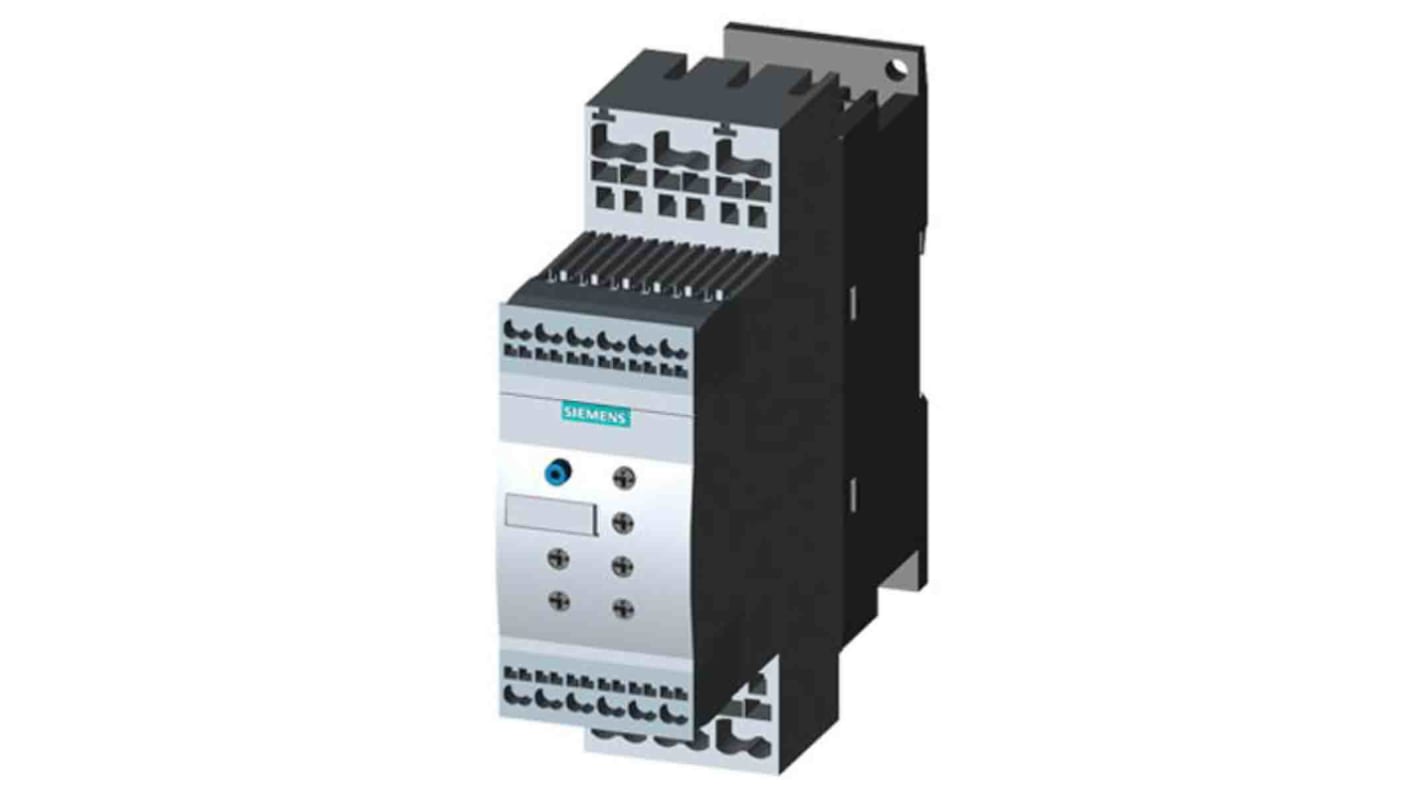 Avviatore soft-start Siemens 3RW4024-2BB04, 3 fasi, 5,5 kW, 400 V, corrente 12,5 A, grado di protezione IP20.