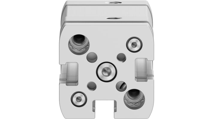 Cilindro pneumatico compatto Festo ADNGF-12-15-P-A, doppio effetto, foro 12 mm, corsa 5 mm, collegamento M5, resistenza alla corrosione.