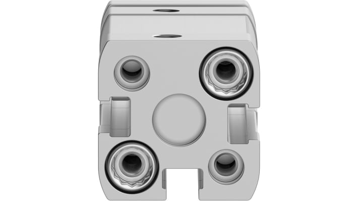 Cilindro pneumatico compatto Festo ADNGF-12-15-P-A, doppio effetto, foro 12 mm, corsa 5 mm, collegamento M5, resistenza alla corrosione.