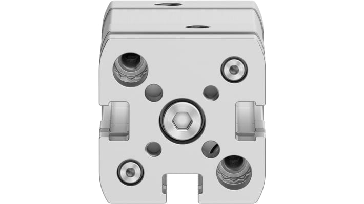 Cilindro pneumatico compatto Festo ADNGF-16-10-P-A, doppio effetto, foro 16 mm, corsa 10 mm, collegamento M5, max 10 bar.