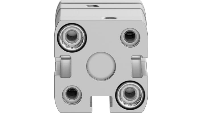 Cilindro pneumatico compatto Festo ADNGF-16-10-P-A, doppio effetto, foro 16 mm, corsa 10 mm, collegamento M5, max 10 bar.