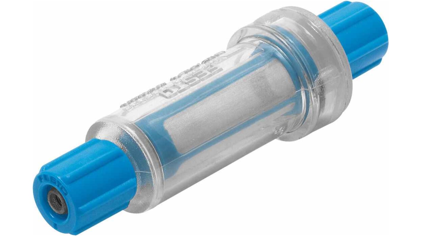 Filtro Festo VAF-PK-6 per aspirapolvere, grado di filtrazione 50 micrometri, portata 210 l/min, alloggiamento trasparente.