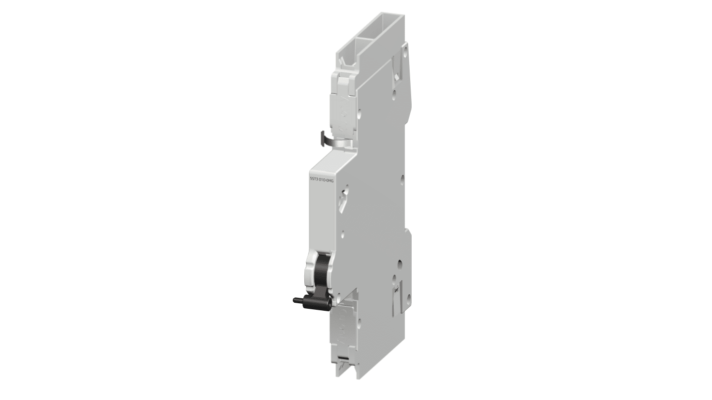 Siemens 5ST3010-0HG, modulo contatti ausiliari per guida DIN, 2 contatti (1 N/C + 1 N/A), altezza 110 mm, tensione 440 V.