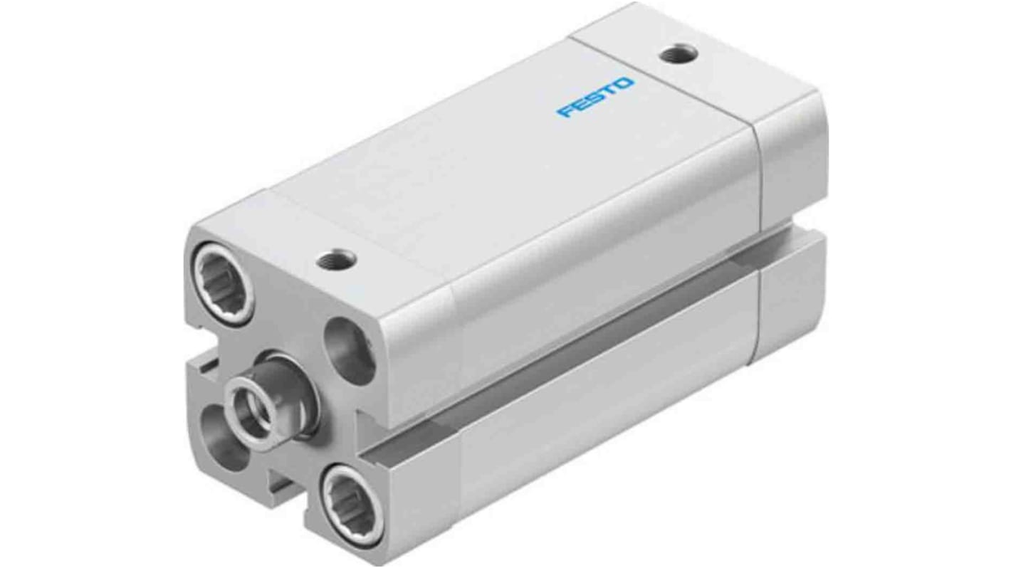 Cilindro pneumatico compatto Festo ADN204040IPPSA, doppio effetto, foro 20mm, corsa 40mm, ammortizzazione pneumatica, montabile in diverse posizioni.