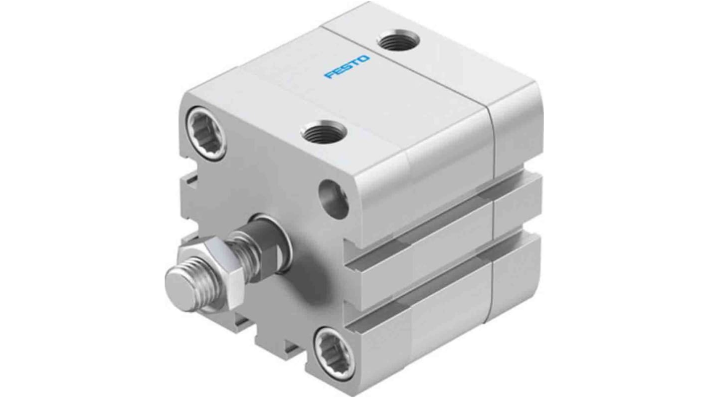 Cilindro pneumatico Festo ADN-40-10-A-PPS-A, doppio effetto, foro 40mm, corsa 10mm, assemblabile in diverse posizioni.