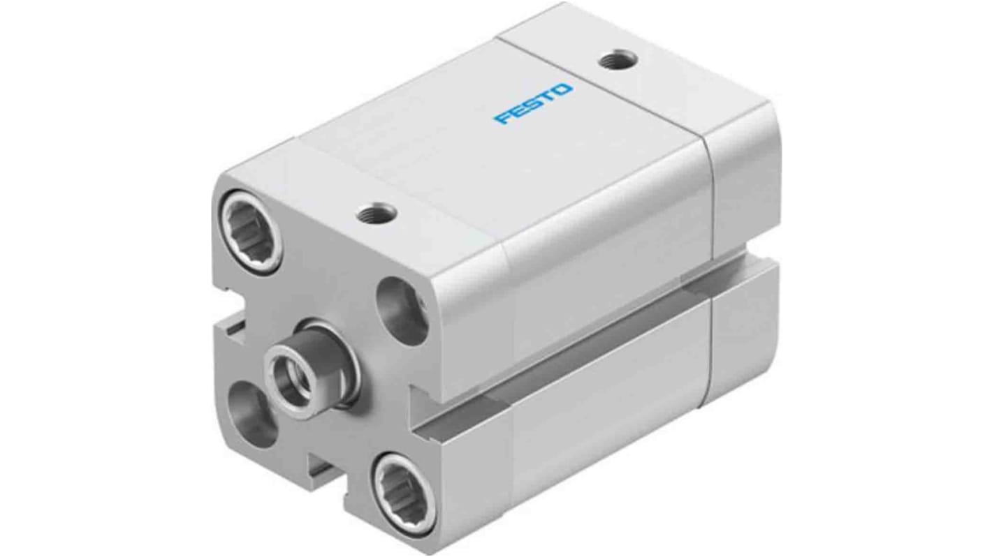 Cilindro pneumatico compatto Festo ADN-25-20-I-PPS-A, doppio effetto, foro 25mm, corsa 20mm, pressione 1,5-10 bar.