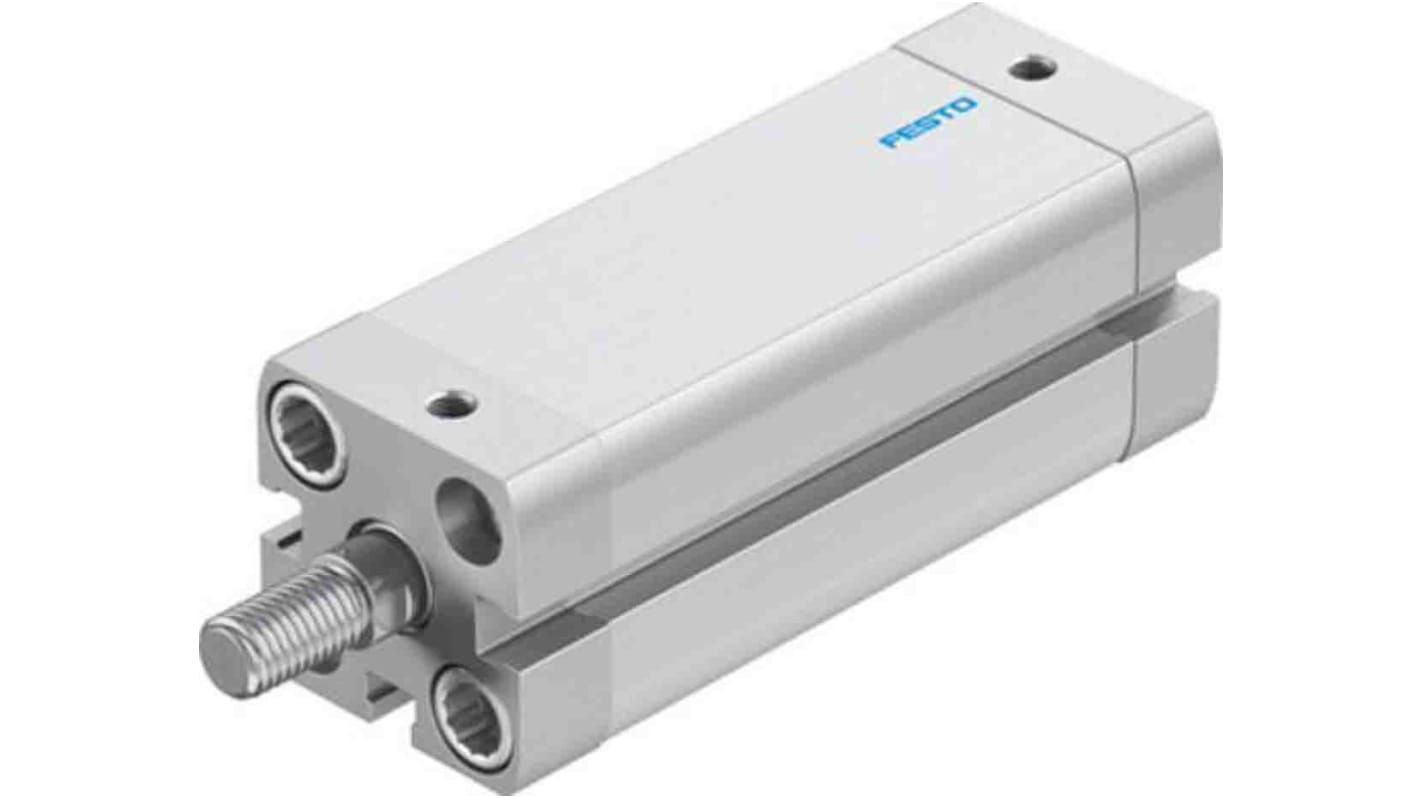 Cilindro pneumatico compatto Festo ADN-20-60-A-PPS-A, doppio effetto, foro 20mm, corsa 60mm, montabile in qualsiasi posizione.