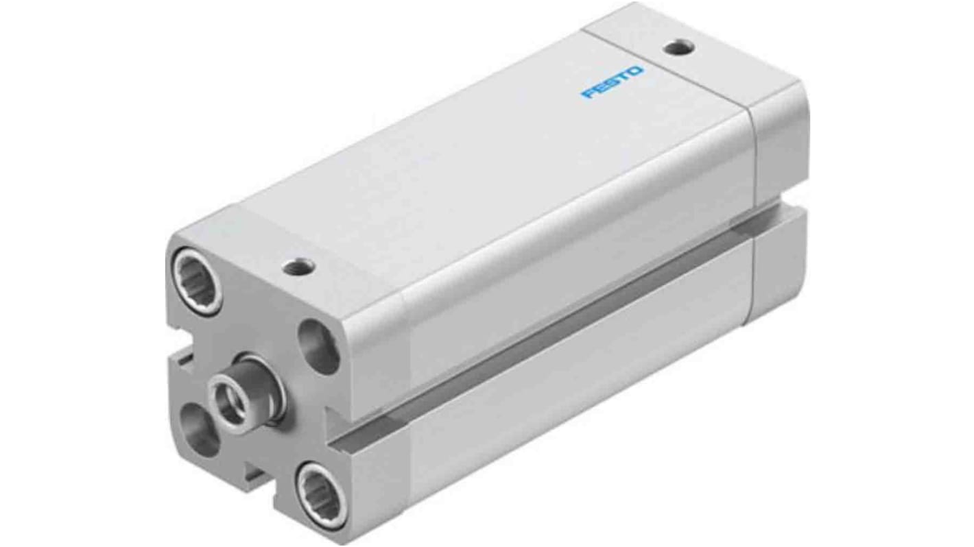 Cilindro pneumatico compatto Festo ADN-25-60-I-PPS-A, doppio effetto, foro 25mm, corsa 60mm, pressione 1,5-10 bar.