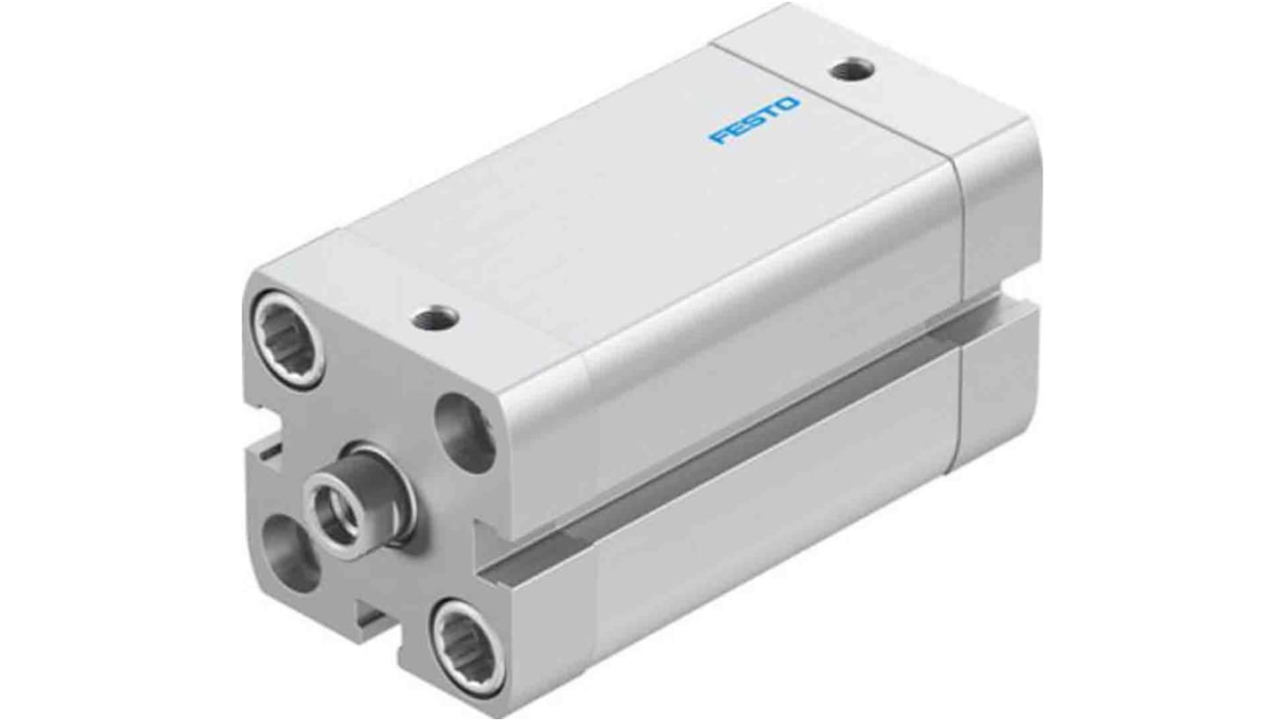 Cilindro pneumatico compatto Festo ADN-25-40-I-PPS-A, doppio effetto, foro 25mm, corsa 40mm, pressione 1,5-10 bar.