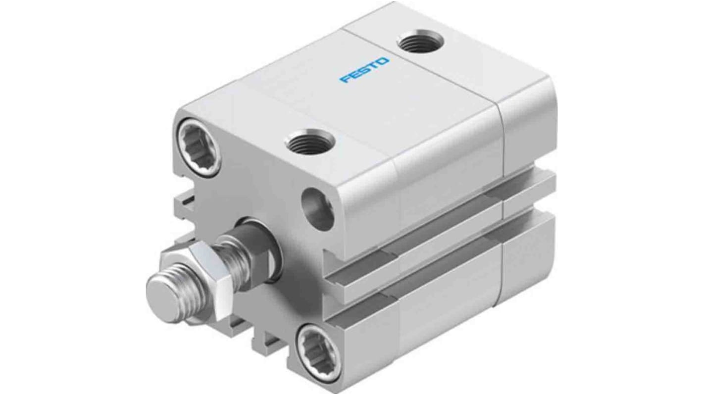 Cilindro pneumatico Festo ADN-32-15-A-PPS-A, doppio effetto, foro 32mm, corsa 15mm, ammortizzazione pneumatica, montabile in diverse posizioni.