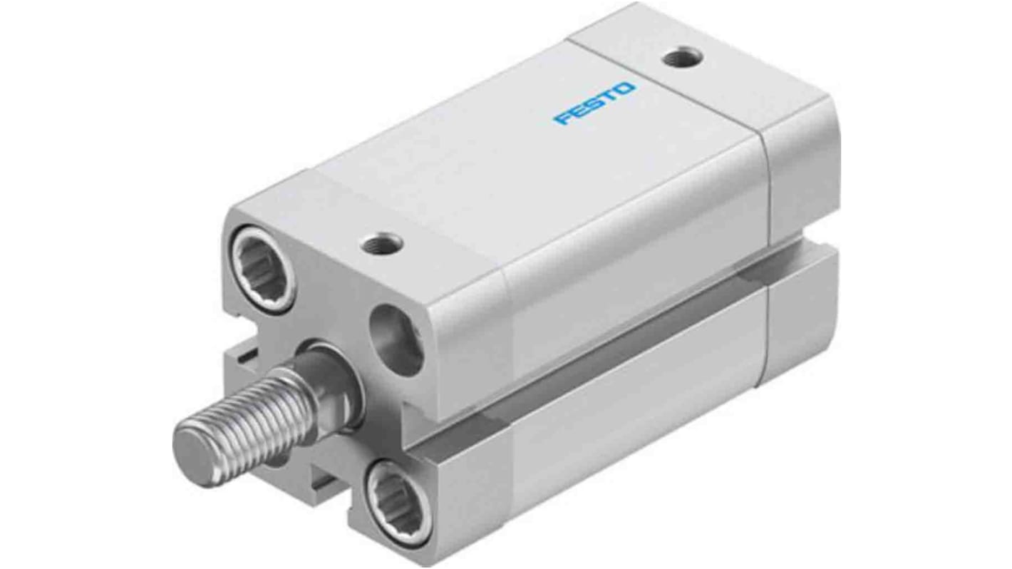 Cilindro pneumatico compatto Festo ADN-20-30-A-PPS-A, doppio effetto, foro 20mm, corsa 30mm, montabile in diverse posizioni.