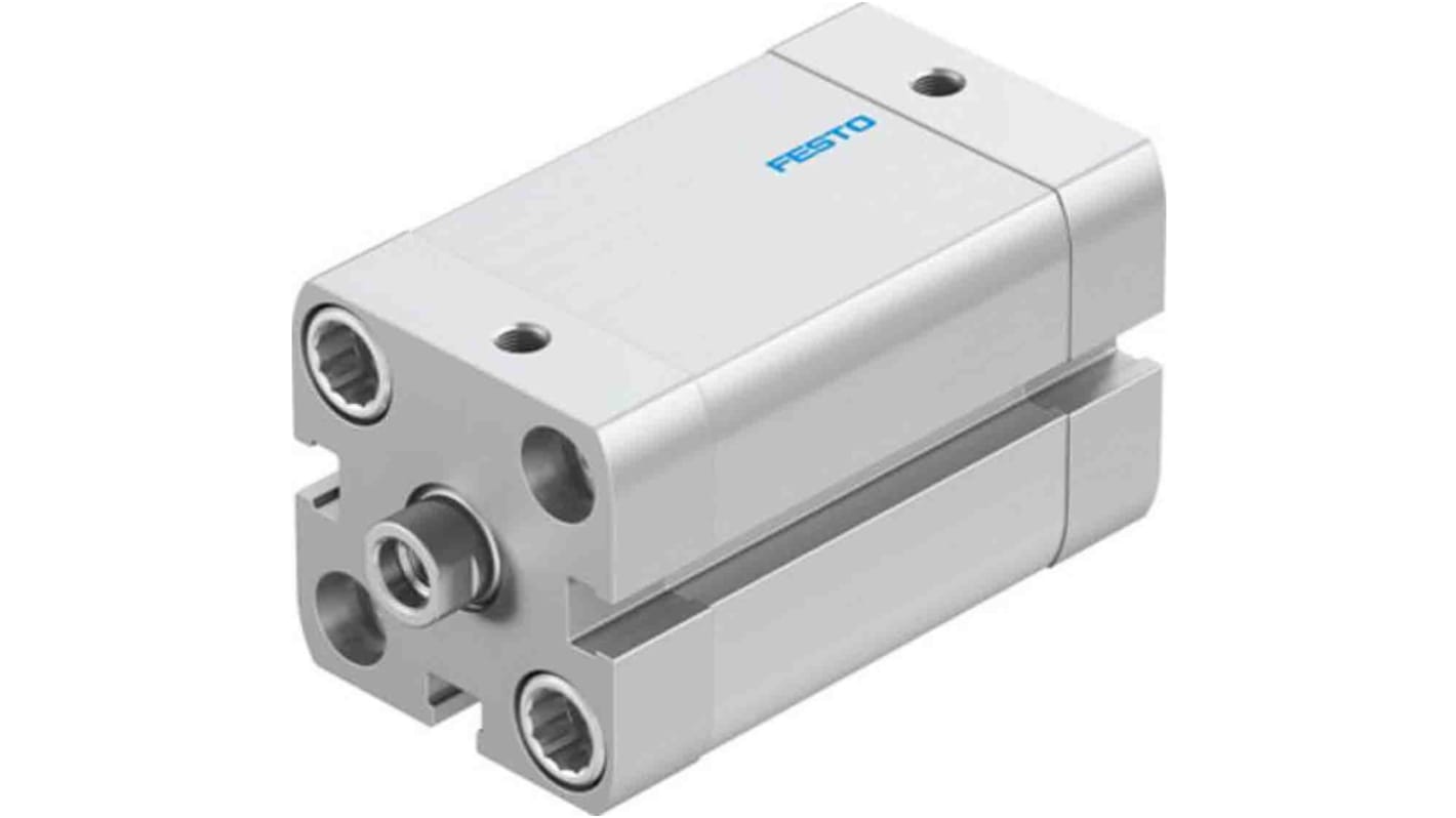 Cilindro pneumatico compatto Festo ADN-25-30-I-PPS-A, foro 25mm, corsa 30mm, pressione 1,5-10 bar, montabile in diverse posizioni.