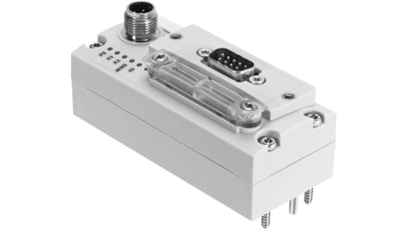 Festo CTEU-DN, nodo bus compatto per connettività industriale, IP67, 40 x 91 x 50 mm, supporta vari protocolli.